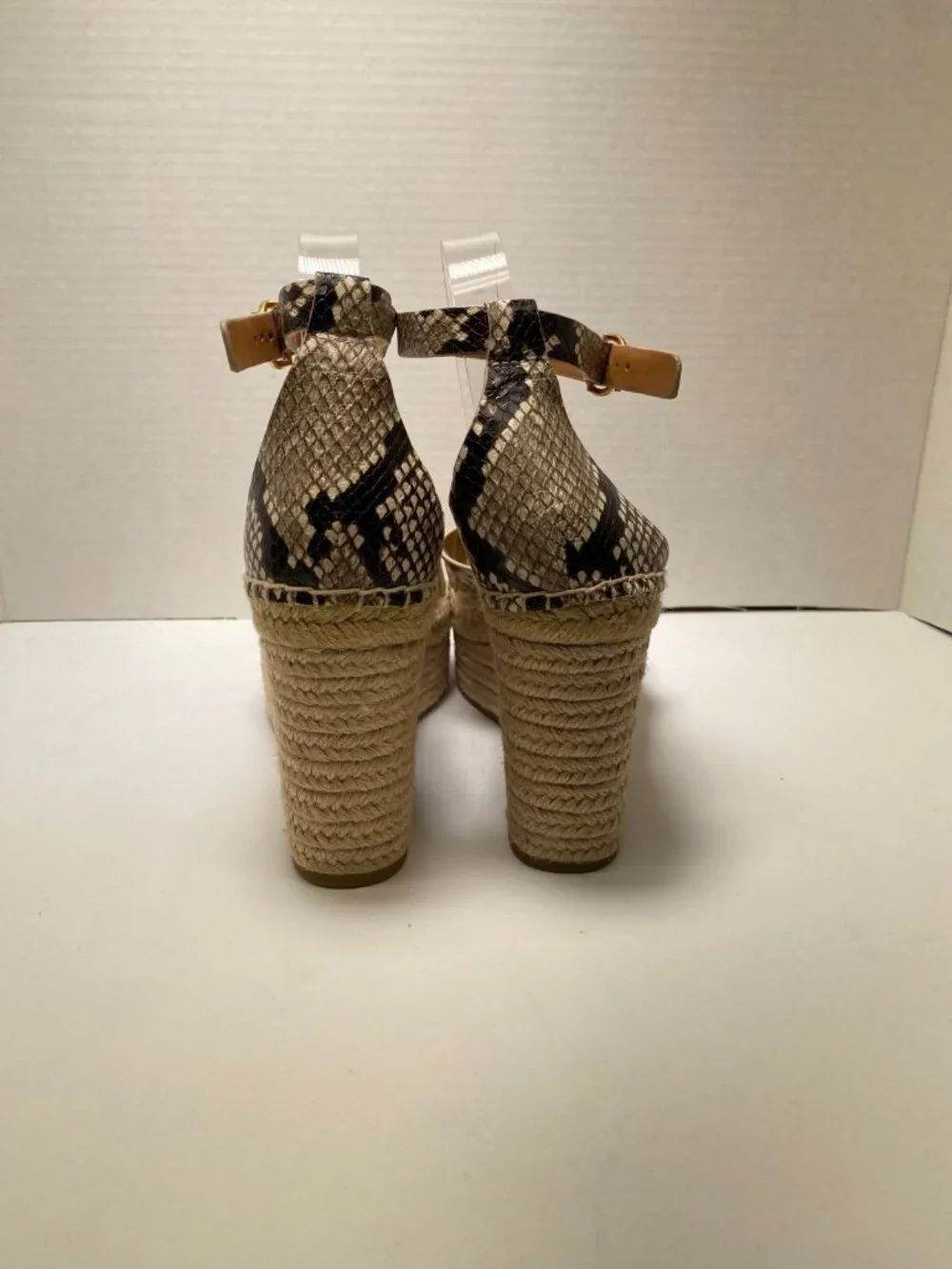 Tory Burch Women's Snake Shelby Strap Espadrille Wedge Sz 10.5